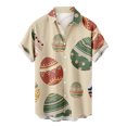thumbnail image 2 of DPTALR Hommes Décontracté Boutons Pâques Imprimé avec Poche Col Rabattu Chemise à Manches Courtes Blouse, 2 of 5