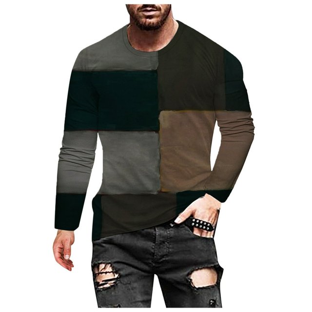 AMERTEER T-shirt Décontracté pour Hommes Impression Numérique 3D Col Rond Manches Longues