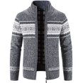 thumbnail image 1 of OmicGot Chandail Décontracté pour Hommes Automne et Hiver Col Montant Cardigan Imprimé, 1 of 5
