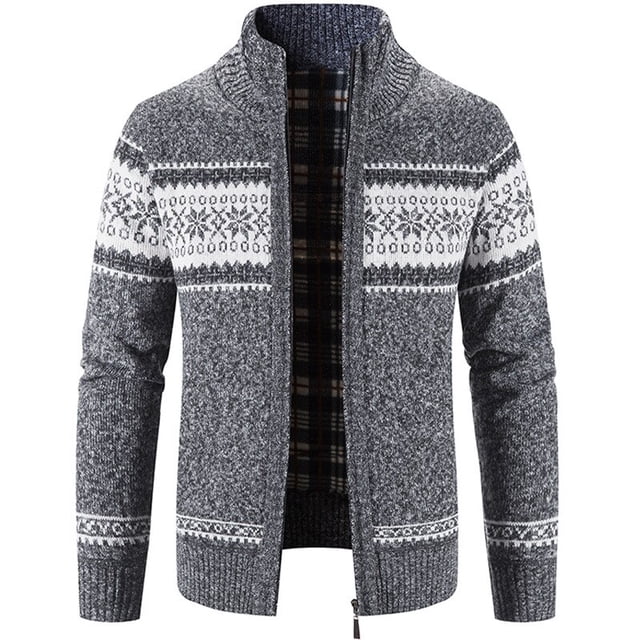 OmicGot Chandail Décontracté pour Hommes Automne et Hiver Col Montant Cardigan Imprimé