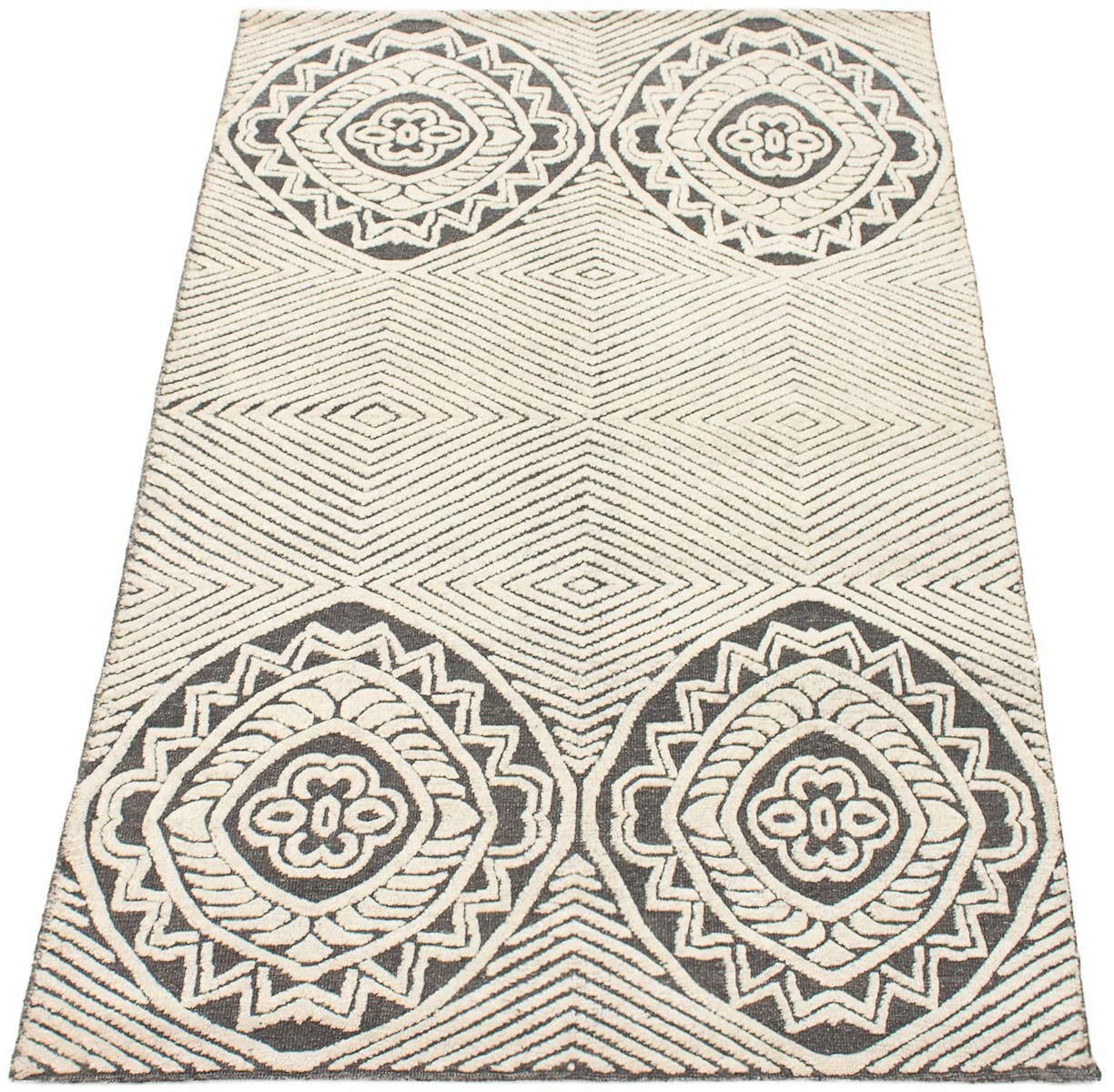 ECARPETGALLERY Tapis Noué à la Main pour Salon, Salle à Manger et Chambre à Coucher Transitionnel Collection La Seda 5'3" x 8'2" en Gris