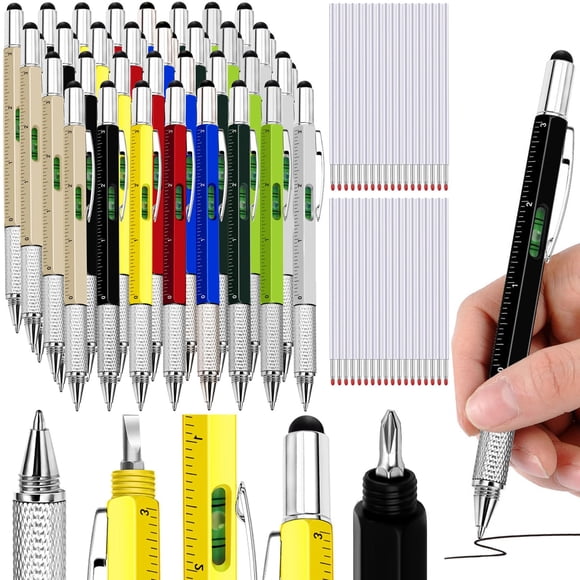 Zhanmai 112 Pcs Multi Tool Pens Christmas Men Gift 6 in 1 Screwdriver Pen Gadgets Screwdriver Ruler Level Gauge Ballpoint for Men Father Gift Christm