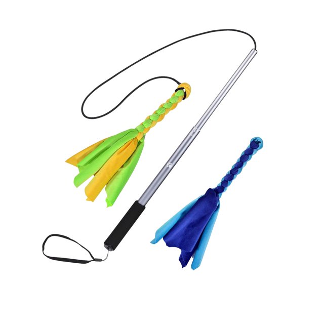 Milaget Jouet Interactif pour Chien avec Perche Extensible et Corde en Coton pour Extérieur Gris