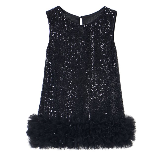 Splozh Robe Formelle Sans Manches pour Tout-Petits Robe Fille Ligne A Scintillante Robe de Mariée Sans Manches Robes de Fête pour Filles Noir, 6-7 Ans