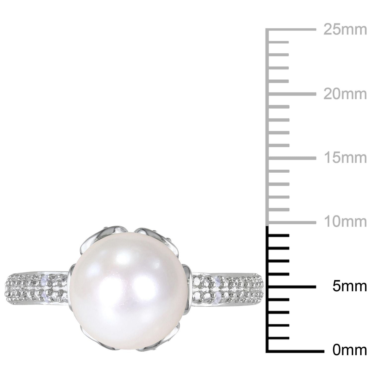 Bague Miabella avec perles d’eau douce cultivées et accents de diamants en argent sterling