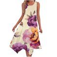 thumbnail image 2 of Ovzne Robes pour Femmes 2025 Robe de Plage Robes pour Femmes Sans Manches Col Rond à Cordon Décontractée à Volants Robe Trapèze Courte Robe pour Femmes Liquidation, 2 of 7