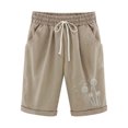 thumbnail image 1 of Plebaso Womens Casual Shorts Knee Length Rull up Printed Shorts Straight Summer Short Pants with Pockets, 1 of 3