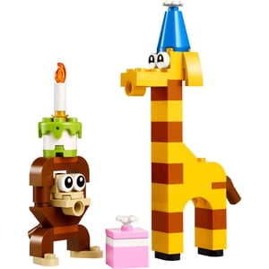 LEGO Creator Fête d'anniversaire Animaux - Kit de construction avec des jouets Singe et Giraffe - Idée de prédilection pour la grande fête - 30689