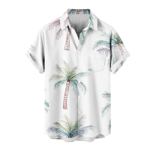 Tauxra Men's Short Sleeve Button Down Shirts Casual Print Shirts for Men Summer Beach Hawaii Shirt Lightweight Polyester Tops