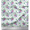 thumbnail image 1 of Soimoi Rayon Fabric Leaves & Periwinkle Floral Print Sewing Fabric Yard 42 Inch Wide, 1 of 3