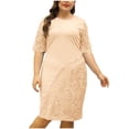 thumbnail image 2 of LSLJS Robe Patchwork en Dentelle à Manches Mi-Longues pour Femmes, Polyvalente, Confortable et Élégante, Couleur Unie, Grande Taille, 2 of 6