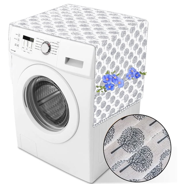 Sac de Rangement Latéral pour Couvercle de Laveuse, Couvercles Supérieurs Antidérapants pour Laveuse et Sécheuse, Couvercle Antipoussière pour Réfrigérateur, Couvercle Supérieur pour Laveuse à Chargement Frontal