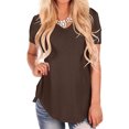thumbnail image 1 of MAWCLOS Ladies Tee Solid Color T Shirt V Neck Tops Casual Holiday Short Sleeve Tunic Blouse Coffee XL, 1 of 4