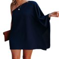 thumbnail image 1 of Women‘s One Shoulder Mini Dress Loose Batwing Sleeve Club Party Short Dress, 1 of 4