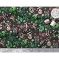 thumbnail image 2 of Soimoi Japan Crepe Satin Fabric Star,Crossbones & Skull Halloween Print Fabric by The Yard 42 Inch Wide, 2 of 3