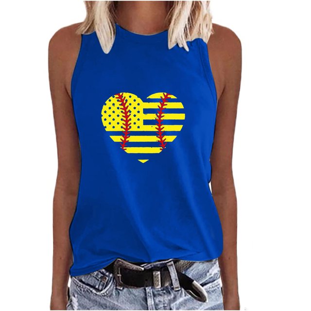 Birdeem Fashion Women Printing Round-Neck Sleeveless Block Shirts Tunic Tee Tops
