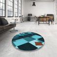 thumbnail image 4 of Ahgly Company Tapis d'Intérieur Lavable à la Machine, Carré, Transitionnel, Vert Turquoise Foncé, Tapis de Zone, 7 Pieds Carré, 4 of 7
