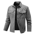 thumbnail image 3 of Lovzfmll Men's Waterproof Shacket, Quick Dry Shirt Jacket, Lapel Collar Button Front, Elastic Outdoor, Fall Jackets for Men, Water Resistant Coat, 3 of 4