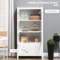 thumbnail image 4 of HOMCOM Armoire de Rangement de Cuisine avec 2 Tiroirs, Portes en Verre, Blanc, 4 of 10