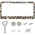 thumbnail image 2 of CNKOO License Plate Frame  Sparkly License Plate Tag Cover with Multifaceted Rhinestones  Stainless Steel Crystal  License Plate Holder for Universal Exterior Car Accessories  Leopard Pri, 2 of 7