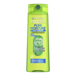 Garnier Fructis Pure Moisture Hydrating Shampoo for Dry Hair and Dry Scalp, Up to 72H Hydration, with Hyaluronic Acid and Cucumber Water