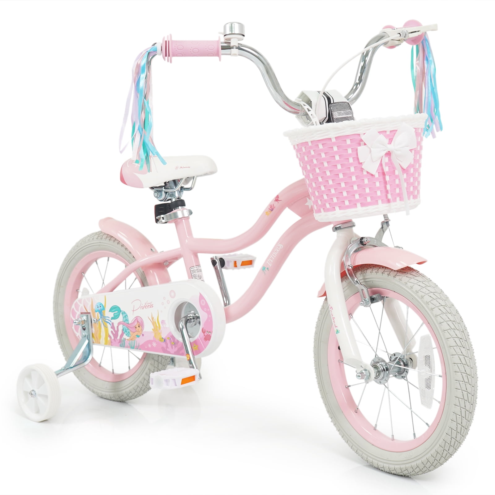 Gymax 14'' Kids Bike w/Training Wheels Hand Coaster Brakes Adjustable Seat Handlebar