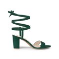 thumbnail image 3 of BLISSFUL STEP Sandales à Talons Hauts Blocs à Bout Ouvert à Lacets pour Femmes Vert 9,5, 3 of 8