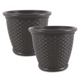 thumbnail image 1 of Suncast Sonora Jardinière Décorative en Résine Osier de 18 Pouces, Brun (Lot de 2), 1 of 10