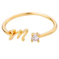 thumbnail image 1 of Riforla Gold Personalized Rhinestone 26 Initial Ring Jewelry Personalized Initial Letter Open Ring with Diamond Rhinestone Ring for Women Womens Jewelry M, 1 of 3