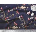 thumbnail image 2 of Soimoi Blue polyester Crepe Fabric Floral & Franklin Gull Bird Decor Fabric Printed Yard 52 Inch Wide, 2 of 5