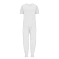 thumbnail image 4 of Ensemble 2 Pcs pour Femmes Été Col Uni Manches Courtes Blouse Haut + Pantalon Ample avec Poches, 4 of 6