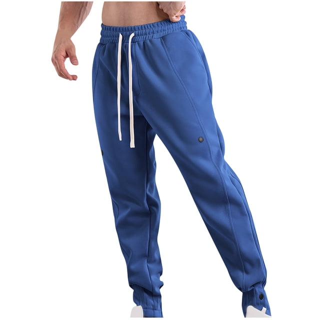 FAIWAD Mens Sweatpants Elastic High Waist Drawstring Workout Joggers Pants Button up Outdoor Trousers