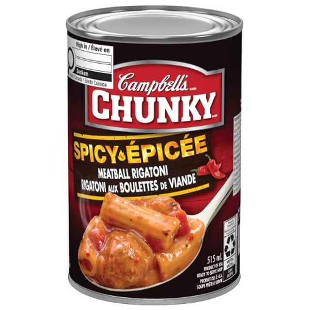 Campbells Ready to Serve Chunky Spicy Meatball Rigatoni 515ML Soup, Liquid Form, Shelf Stable