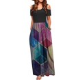 thumbnail image 2 of Robes d'Été pour Femmes 2022 Robe Décontractée Élégante pour Femmes à Épaules Dénudées avec Poches, Imprimé Floral, Maxi à Manches Courtes, 2 of 5