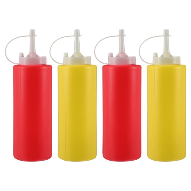 MIANGASTORE 4Pcs Plastic Squeeze Seasoning Bottles Oil Bottles Soy Sauce Bottle Random Color