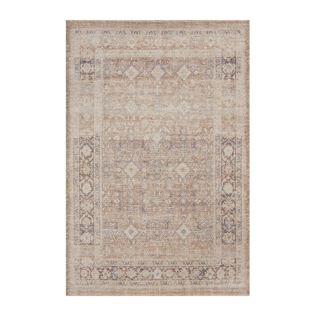 Better Homes & Gardens Tapis Persan Brun à Losanges 24X36 avec Motifs Détaillés d'Inspiration Persane en Brun et Bleu Neutre, Fait de polyester durable 100 % avec Endos en gel latex Antidérapant, Idéal comme Tapis d'Accent Intérieur pour Rehausser la Déco de la Maison et Ajouter de la Chaleur.