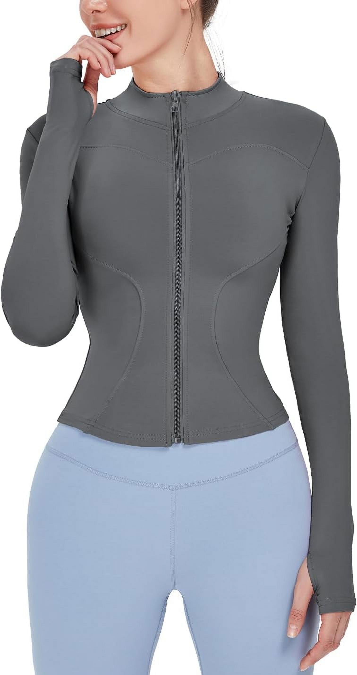 ORUYROP Veste de Course Légère Extensible pour Femmes avec Fermeture Éclair Complète et Trous pour les Pouces