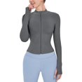 thumbnail image 1 of ORUYROP Veste de Course Légère Extensible pour Femmes avec Fermeture Éclair Complète et Trous pour les Pouces, 1 of 7