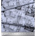 thumbnail image 2 of Soimoi Poly Georgette Fabric Waves & Ship Ocean Print Fabric by The Yard 42 Inch Wide, 2 of 3