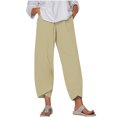 thumbnail image 2 of RXIRUCGD Women's Summer Comfortable Loose Wide Legged Fashion Solid Color Capris, Khaki, Size: L, 2 of 5