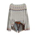 thumbnail image 1 of WTXUE Chandail Décontracté Léger Vintage Fair Isle pour Femmes, Manches Raglan, Col Rond, Tricoté, Imprimé Artistique, Chandails à Enfiler, Confortable et Chaud, Hauts d'Automne, Bohème Tendance, Western, Blouses de Bureau Décontractées, Blanc, TTG, 1 of 4
