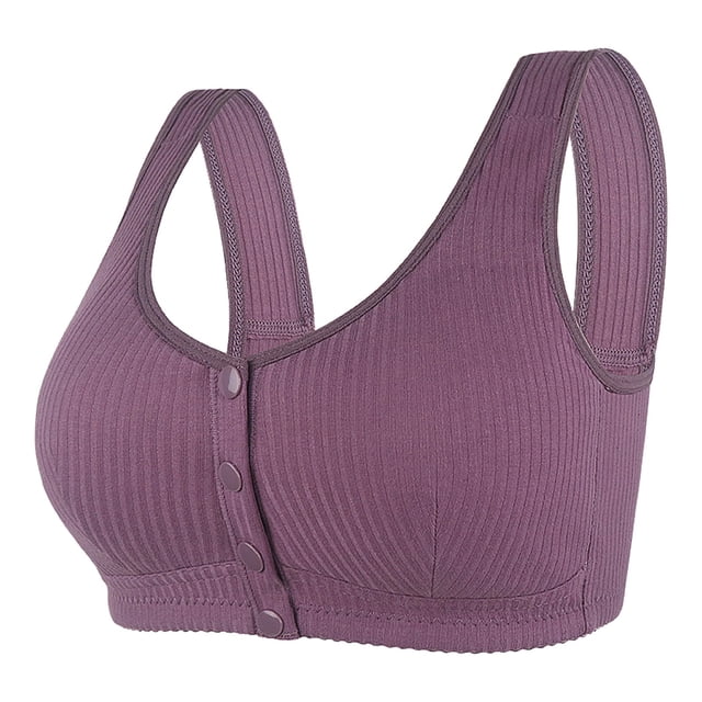 MIASHUI Front Closure Bras for Older Women Push Up Breathable Front Button Bralette Comfy Sleep Bras,Grey,48