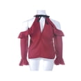 thumbnail image 3 of Women‘s Halter Cold Shoulder Slim Fit Long Sleeve Tee Tops, 3 of 4