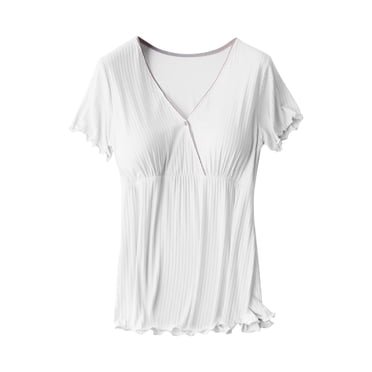 Cameland Chemises de Maternité d'Été pour Femmes Hauts d'Allaitement d'Été Décontractés Col en V Couleur Unie Manches Courtes Blouse d'Allaitement Vêtements pour Femme Enceinte