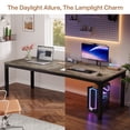 thumbnail image 2 of Fnova 78.7" Modern Computer Desk with Wood Desktop, Metal Frame Office Desk, Gray, 2 of 14
