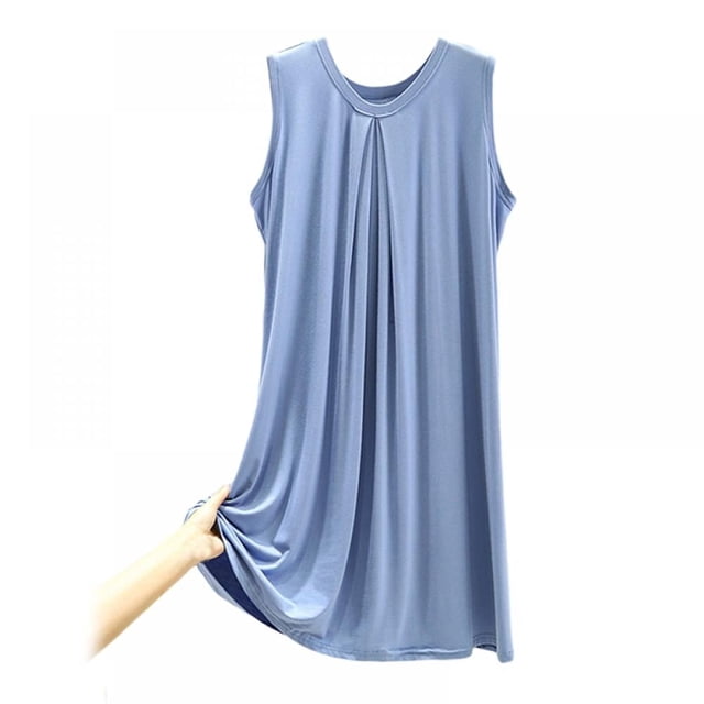 Modal Lingerie Chemise de Nuit Sans Manches pour Femmes, Robe de Nuit d'Été, Camisoles Unies