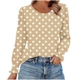 thumbnail image 1 of HAiming Chemises à Pois pour Femmes Décontractées à Col Rond Hauts à Volants Plissés Blouse Basique Chic T-Shirts de Travail, 1 of 6