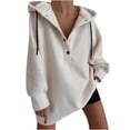 thumbnail image 1 of Timegard Women's Sweatshirts Button Long Sleeve Solid Color Oversized Hoodies Winter Fleece Warm Pullover, 1 of 2