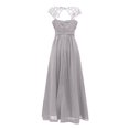 thumbnail image 4 of Meichang Robes Maxi en Mousseline pour Femmes Tunique Ajustée Plissée Couleur Unie Robe d'Été Évasée Évasée Dentelle Manches Courtes Col Ras du Cou Robe Élégante Soirée Fête Boîte de Nuit Bal Robes d'Été, 4 of 6