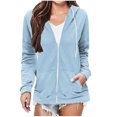 thumbnail image 1 of Yuyuzo Womens Hoodies Long Sleeve Full Zip up Basic Sweatshirts Drawstring Jacket Coat with Pockets, 1 of 7